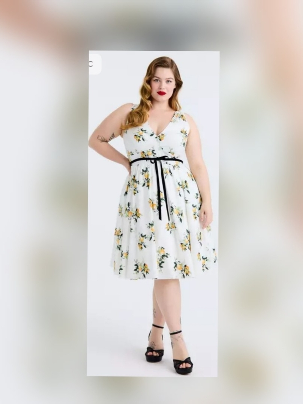 TORRID Retro Chic Belted Swing Midi Dress White/Orange Fruit Print 3X NWT